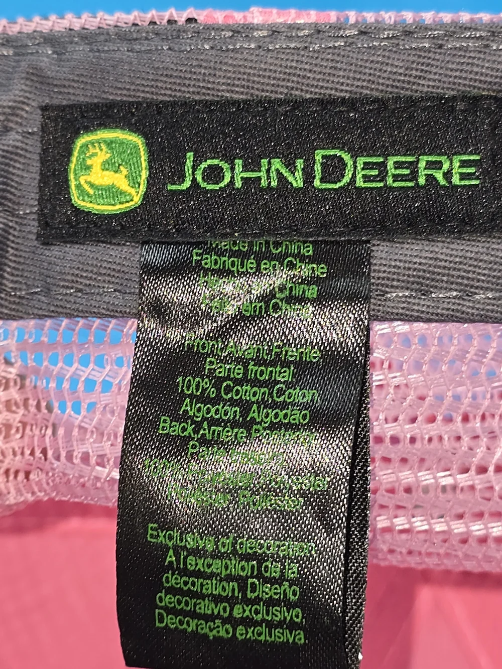 John Deere KFG Pink Gray Mesh Trucker Snapback Hat